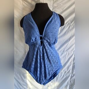 Time and Tru Blue Lace Women Swim One Piece